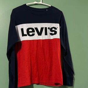 Levi's Long Sleeve Tee in Navy, White, and Red